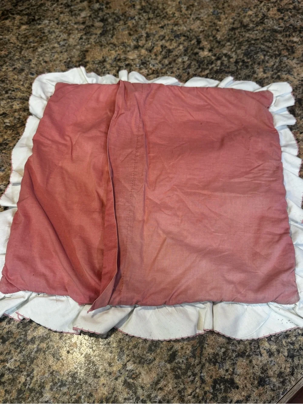 90’s Floral Patch Homemade Quilted pillow sham  Cottagecore 12x12 Ruffles